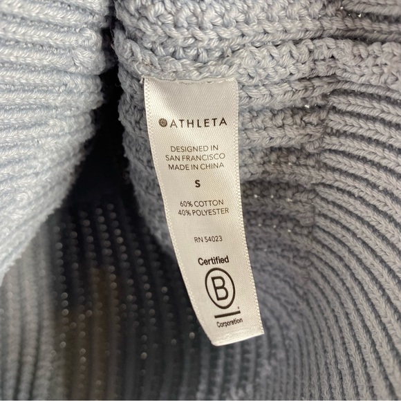 Athleta Teton Blue Gray Knit Pullover V-neck Sweater - Picture 6 of 8
